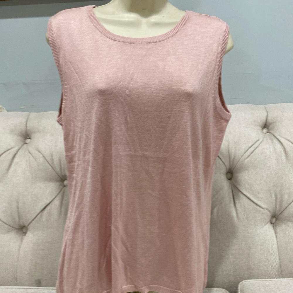 SILK LORE BY BETH TERRELL 100% pure silk light pink sleeveless knit top size L